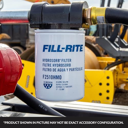 Fill-Rite F2510HM0 10-Micron Water Detecting Fuel Filter – 25 GPM Diesel, Gasoline, B20 Biodiesel & E15 Ethanol Compatible - style: 25 GPM Hyrdosorb Pony
