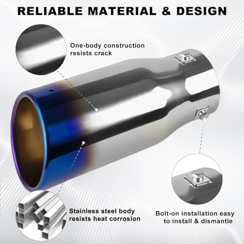 Mupera 1.5"-2.5" Exhaust Tip Adjustable, 4" Outlet, 9" Long - size: 1.5-2.5" Inlet 4" Outlet 9" Length B Silver