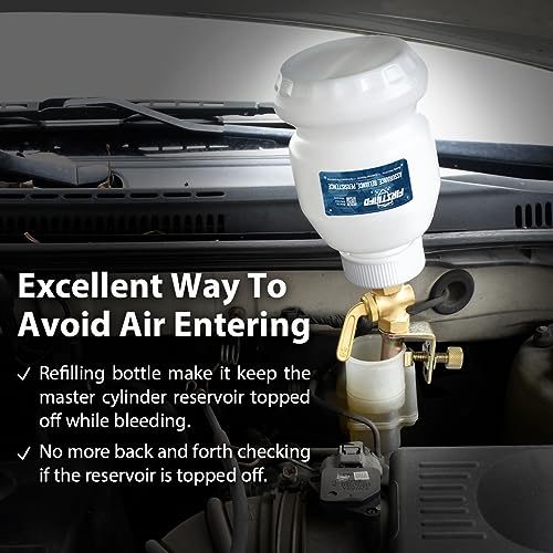 FIRSTINFO Patented 1L Brake Fluid Refilling Bottle for Master Cylinder - size: 1 Liter (Golden)
