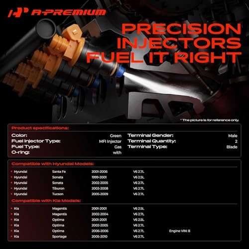 A-Premium Fuel Injectors Compatible with Hyundai, Kia - style: Pack of 6