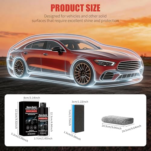 2PCS Nano-Quick Ceramic Coating Pro, Revolutionary Nano Spray for Car Detailing, Car Nano Quick Coat Restoring, for Dust-Proof Glass Effect and Lasting Luster, 3.38fl.oz