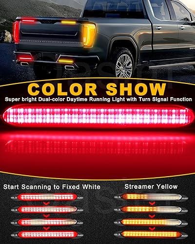 Qasim 9.25in Trailer Tail Light Bar, Dynamic Red Brake Amber Turn Light - color: 23.5CM 9.25''