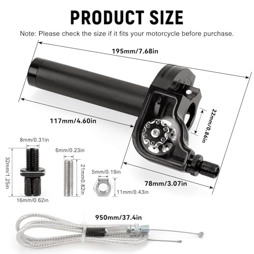XINGWU Mini Bike Throttle Kit Universal 7/8" 22mm CNC Quick Action Twist Throttle with Cable Throttle Assembly for CRF KLX SSR TTR 50cc-250cc Dirt Pit Bike Mini Bike ATV Motorcycle (Black) - color: Black