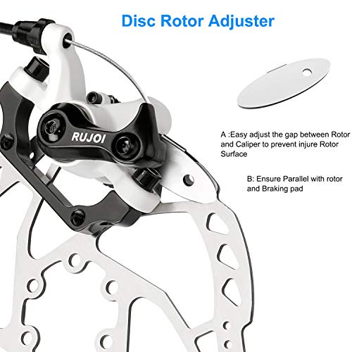 Bike Disc Brake Kit, Aluminum Front and Rear Caliper, Full Aluminum Alloy Bicycle Brake Lever, 160mm Rotor, Mechanic Tool-Free Pad Adjuster for Road Bike, Mountain Bike - color: White
