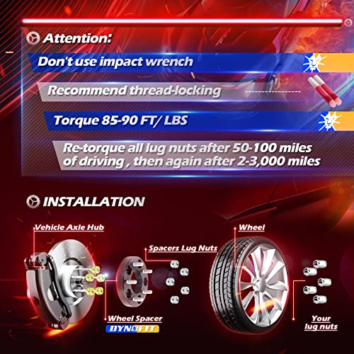 dynofit 2 inch Wheel Spacers 6x5.5 for Silverado Sierra 1500, 6x139.7 Hub Centric Spacers 78.1 Hub Bore M14x1.5 Studs Fits Tahoe, Suburban, Yukon, Escalade, Avalanche, 2-Pack Forged Aluminum Spacers - size: 2 inch 78.1mm