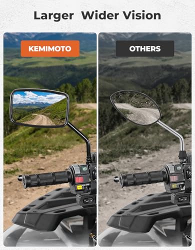 KEMIMOTO ATV Mirrors 8MM10MM Motorcycle Side Mirrors for 7/8" Handlebar - color: Black