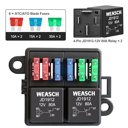 12V Unwired Fuse Relay Box with 2X 80A 4-Pin SPST Relays - size: 80A 2 Relay 6 Fuses, style: Box