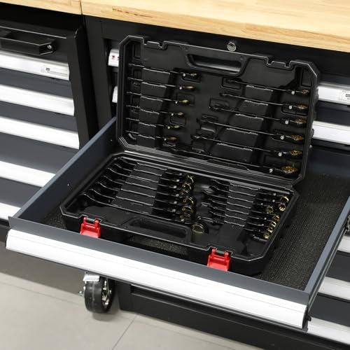 EMENTOL 26 Pieces Flex-Head Ratcheting Wrench Set, Heavy-Duty Combination Wrenches, Metric 6-22mm & SAE 1/4-7/8", 72 Teeth, CR-V Steel, with Organizer Box