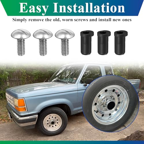 Center Caps Screws&Insert for 1980-1996 Ford F-150 & Bronco,1992-1996 Van - style: 3 Sets