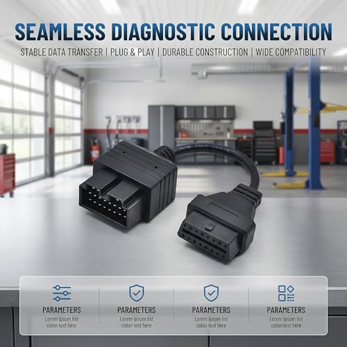 20-Pin OBD1 to 16-Pin OBD2 Diagnostic Adapter Cable for KIA Vehicles – OBDI to OBDII Converter Connector, Compatible with ELM327 Scan Tool & OBD1 Code Reader - size: 20 Pin to 16 Pin for KIA