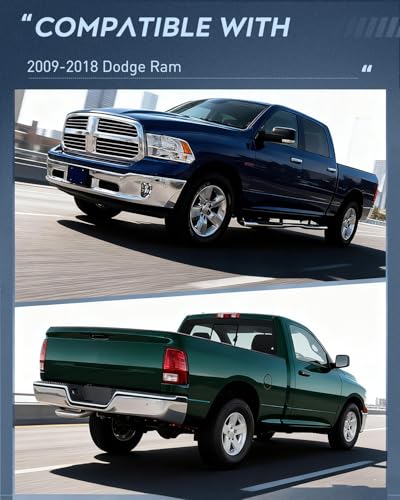 Nilight Headlight and Taillight Combo for 2009-2016 2017 2018 Dodge Ram - color: Chrome Housing + Amber Reflector w/Tailight