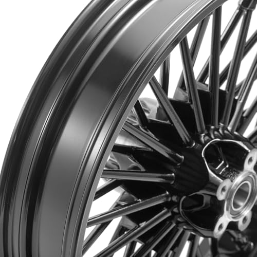 TOFR 21x2.15 18x3.5 Fat Spoke Black Wheels For Harley Dyna FXD FXDB 00-05 - color: Gloss Black, size: Front:21x2.15 Rear:18x3.5