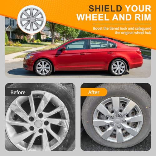 Wheel Hub Caps, Universal Fit for Steel Wheels, Set of 4, Sliver or Black (Sliver 8-Spoke, 16 Inch) - color: Sliver 8-Spoke