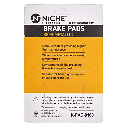 NICHE Front Rear Brake Pad for Kawasaki 43082-1029 43082-1194 Semi-Metallic - size: 1 Set (1 Wheel)