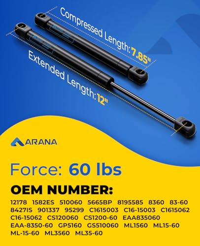 ARANA C1615003 12 inch 60lb Gas Struts for Weatherguard Tool Box, 2Pcs - size: 12IN 60LB