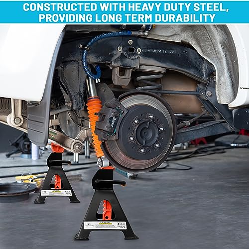 Jack Stands 3 Ton, Heavy Duty Car Jack Stand, 10.08-17.0 inch Adjustable Height for Lifted Truck, SUV, MPV and UTV/ATV, 6600 lb Capacity, 1 Pair Black & Red (Automotive Stands Set of 2) - size: 3 Ton (Standard)