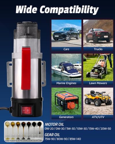 Oil Extractor Pump 12V 100W, Thick Oil Change Pump for Engine Oil, Gear Oil