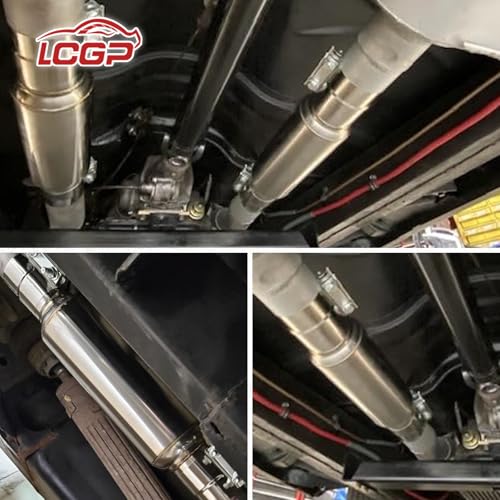 LCGP 5" Inlet Diesel Exhaust Muffler with Clamp, 5'' Inlet & Outlet, 7" x 24" Body 30" Whole Length Universal Resonator, Straight Through Design, Stainless Steel Mufflers Resonator - size: 5" Inlet 30" Overall Length(7" wide)