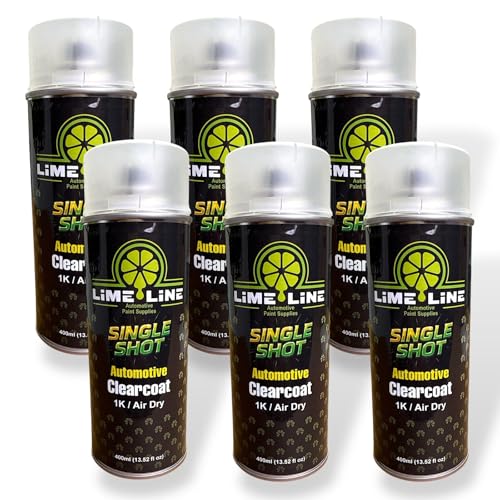 LiME LiNE 1K High Gloss Clear Coat Automotive Spray Paint/Aerosol, Fast Drying, Acrylic Urethane Clearcoat (Pack of 6) - color: Pack of 6