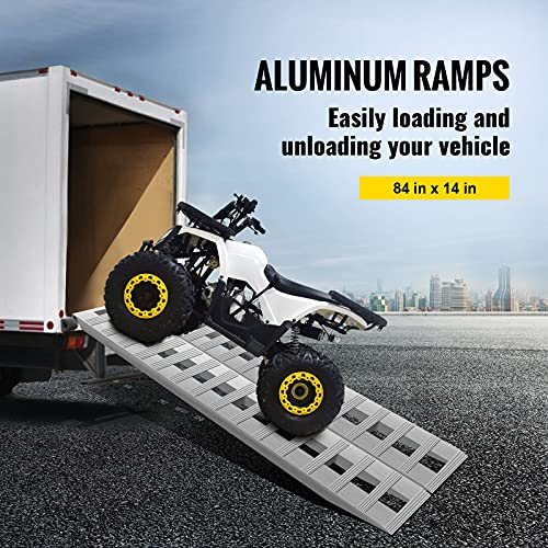BestEquip 84x14 Inch Aluminum Ramps 6000LBS Capacity Car Trailer Truck ATV Ramps 1 Pair 2 Ramps