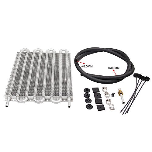 8 Row Aluminum Transmission Oil Cooler Universal 6 Pass Tube and Fin Transmission Cooler Kit