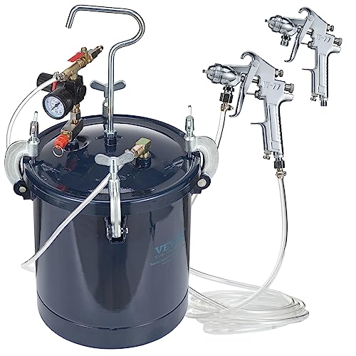 VEVOR Spray Paint Pressure Pot Tank, 10L/2.5gal Air Paint Pressure Pot, 1.5mm+4mm Two Nozzles Two Spray Paint Guns for Industry Home Decor Architecture Construction Automotive Painting, 60PSI Max - size: 10L1.5mm+4.0mm