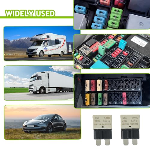 25A DC 12V-14V Auto Reset Circuit Breaker ATC/ATO Low Profile T1 Mini Blade Fuses Breakers for Car Trucks Marine Boat RV Solar and More,2 Pack - style: E37-ATC/ATO-Auto Reset