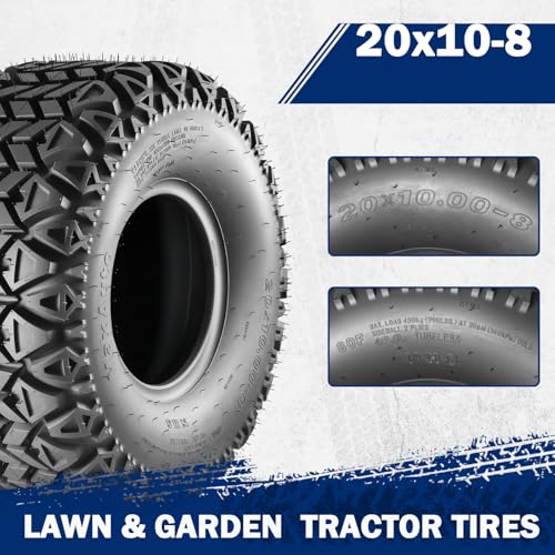 MaxAuto AT20x10-8 ATV/UTV Tires, 20x10-8 All Terrain Tires for All Trail Rear Tire, Mud Sand Off-Road Tire, 4-Ply Tubeless, 2 Pack - size: 20x10-8