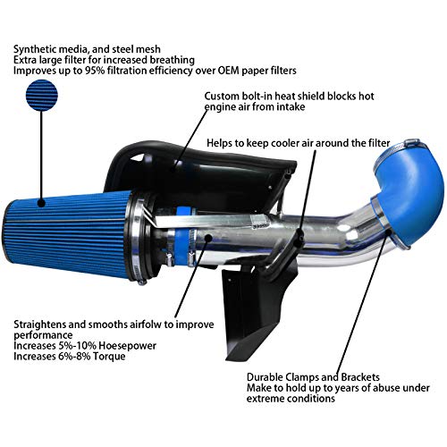 4" Cold Air Intake System Kit Compatible with 1999-2006 Chevy/GMC/Cadillac - color: Blue
