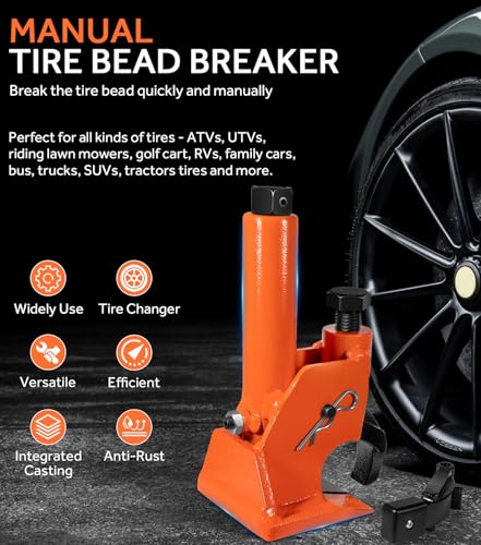 Yoursme Manual Tire Bead Breaker with Rubber Pad Protector – 38"-42" Tires Changer Tool Fits for ATVs, UTVs, Tractors, Trucks, Golf Cart, RV, Cars, Bus & More | Heavy-Duty Tire Repair Tool