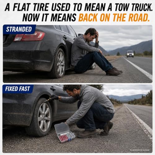 61 PCS Quick-Fix Tire Plug Kit with Ergonomic Screwdriver & Sealant - size: 61PCS Kit