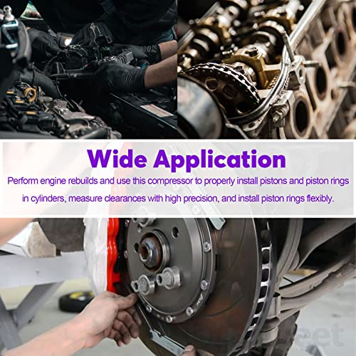 Swpeet 4Pcs 3 Inch Piston Ring Compressor and Adjustable Piston Installation Tool Installer Removal Pliers with Wrench and Stainless Steel Feeler Gauge Assortment Kit for Car Engine
