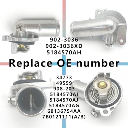 902-3036 Upgrade Aluminium Engine Coolant Thermostat Housing Assembly Replacement for 2011-2017 Chrysler 200 |2011-2014 Dodge Avenger |Ram C/V ProMaster 1500 2500 3500 |Engine -OE# 5184570AH