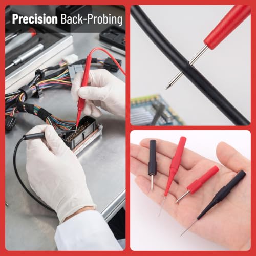 OIIKI 4Pcs Test Probe Pins, 2 Sizes Wire Piercing Needle, Black, Red - color: Black, Red, 4Pcs, 2 Sizes