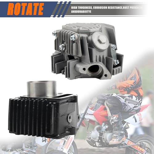 52.4mm Big Bore Cylinder and Head with Piston Ring Rebuild Kit and Gaskets Compatible with 4 Stroke Horizontal 110cc Chinese Taotao Coolster Engine ATV Go Kart Dirt Bike