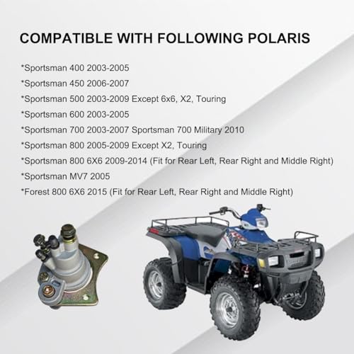 Rear Brake Master Caliper Assembly Fits for Polaris Sportsman 400 450 500 600 700 800 with Pads Repl.# 1910690 1911075