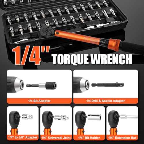Matework 50PCS Inch Pound Torque Wrench Set, 1/4" Drive Bike Torque Wrench - size: 1/4-inch (50PCS)