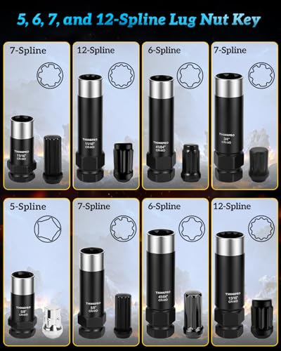 Spline Lug Nut Socket Set,5/6/7/12 Spline Wheel Lock Removal Kit