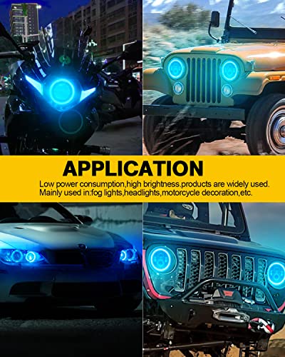 Qasim 70MM Ice Blue Halo Rings Angel Eyes COB LED DRL Fog Light 12V 24V - size: 70MM-ice blue