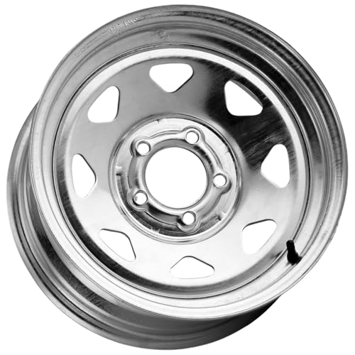 Allied Wheel 20G Galvanized 8 Spoke 13X4.5 5X4.5 Trailer Wheel, Durable Galvanized Finish Steel Wheel for Trailers