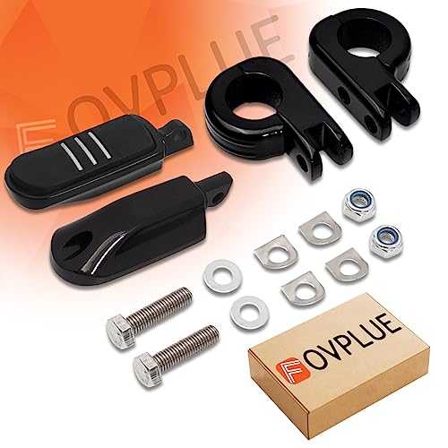 FOVPLUE 1.25" Highway Footpegs, for Harley Touring Softail Dyna Sportster - color: Gloss Black