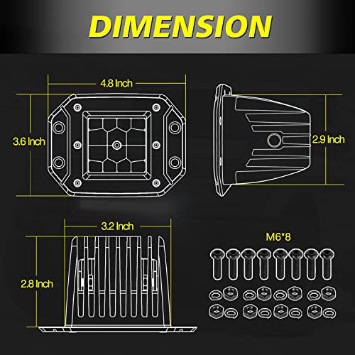 Flush Mount LED Pods, 2pcs 84W Flush Mount LED Bumper Fog Lights Spot Beam Backup Reverse Lights Off Road Driving Light for Trucks Pickup UTV ATV Boat - color: White Spot Normal, size: 5 Inch Flush