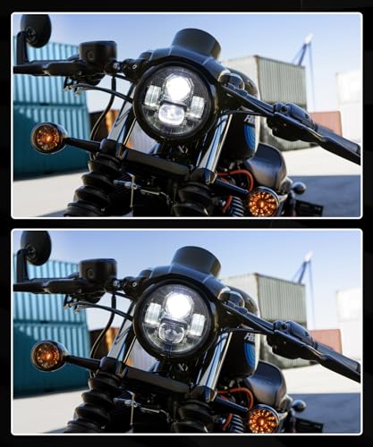5.75 inch Classic 4-Projector LED Headlight Fits for Harley Sportster Dyna - color: Power Upgraded