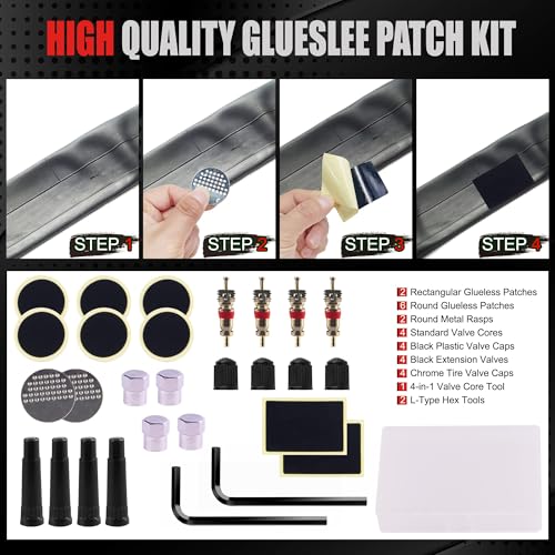 AWELCRAFT 108-Piece Tire Repair Kit – T-Handle Tools with Valve Kit & Case - size: 108 Piece Repair Kit