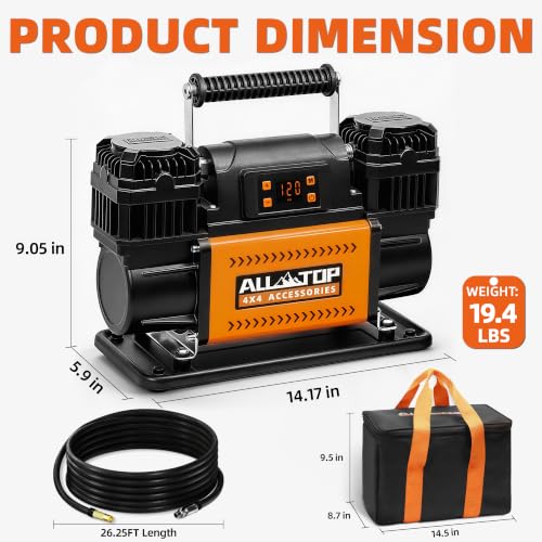 ALL-TOP 12V Air Compressor w/LCD Control Panel to Preset Target Pressure, 150PSI 12.35CFM Air Pump Inflator for Overland (Dual Cylinder) - color: 350 L/Min, Digital Setting Auto-stop