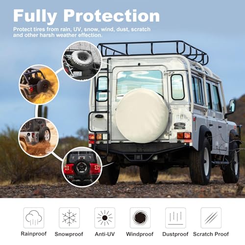 Explore Land Spare Tire Cover Fit Tire Diameters 26-27.75 inch, White - color: Off-white, size: Fits Tire Diameters 26''-27.75''