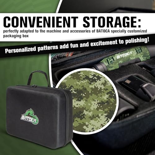 BATOCA 2026 S6 Mini Cordless Polisher 2 Heads for Motorcycles Detailing Kit - size: Camouflage Pattern Style with 2 batteries