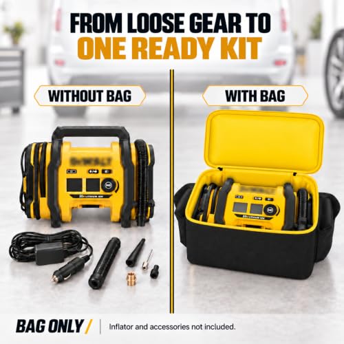 Case for DEWALT DCC020IB 20V MAX Tire Inflator Air Pump Storage Bag - color: Yellow Inner