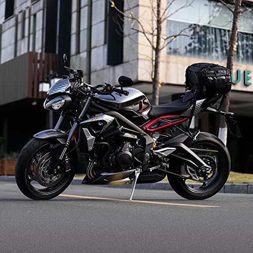 Rhinowalk Motorcycle Tail Bag Expandable Motorcycle Travel Luggage 26L Waterproof All Weather/Trunk/Rack Bag with Sissy Bar Straps-Black - size: Black 19-26L