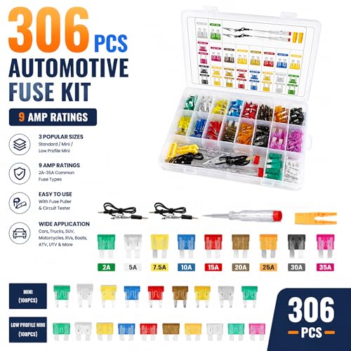 306Pcs Car Fuse Assortment Kit with Tester & Puller